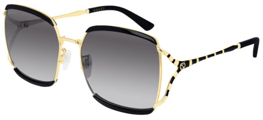Gucci Sunglasses GG0593SK 001 Black Grey Gradient Acetate Metal Italy Made