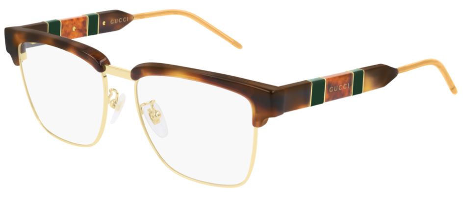 Gucci Eyeglasses GG0605O 005 Havana Gold Acetate Metal Japan Made