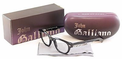John Galliano Eyeglasses Frame JG5018 001 Plastic Black Over Newspaper Italy - Frame Bay