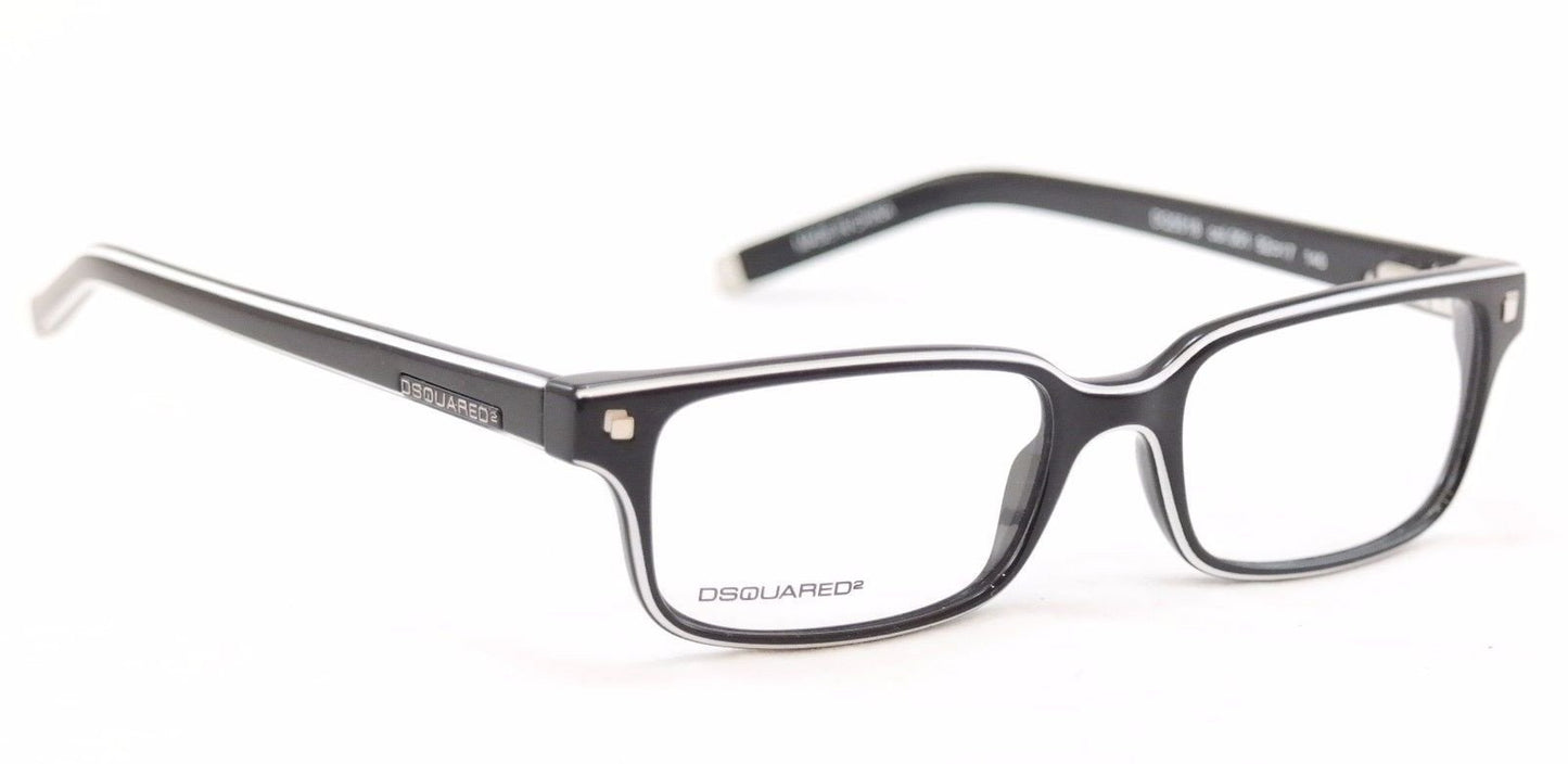 Dsquared2 Eyeglasses Frame DQ5018 001 Black White Plastic China Made 52-17-140 - Frame Bay