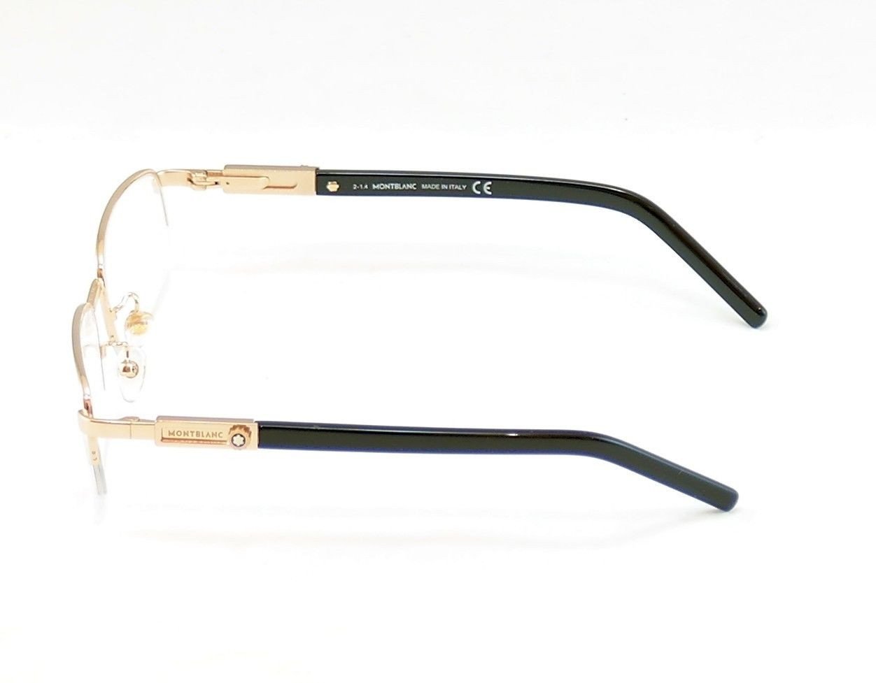 Mont Blanc Eyeglasses Frame MB399 028 Gold Black Metal Plastic Italy 54-20-140 - Frame Bay