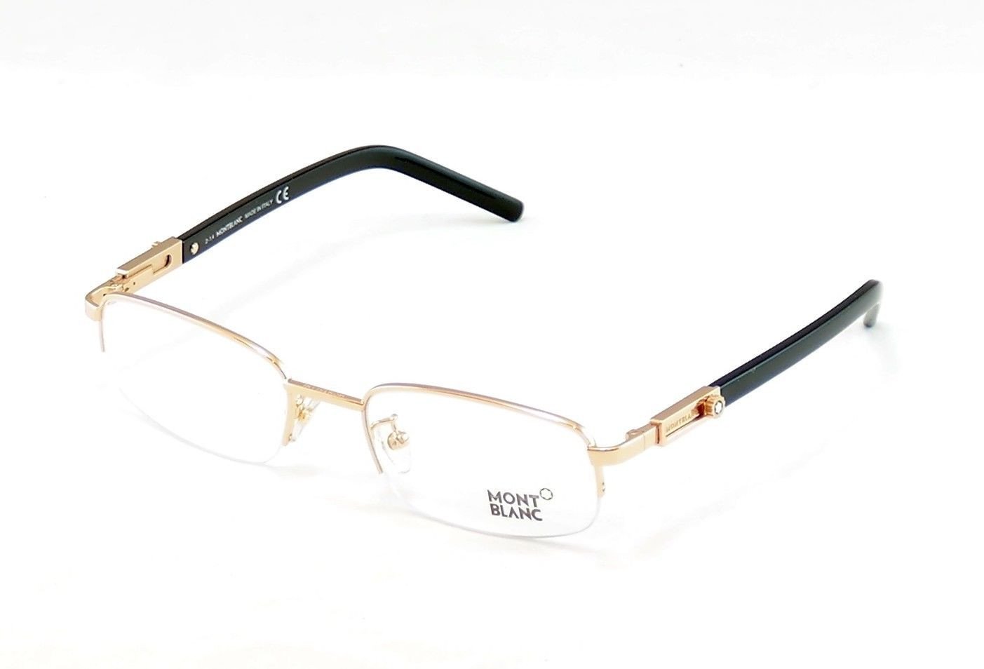 Mont Blanc Eyeglasses Frame MB399 028 Gold Black Metal Plastic Italy 54-20-140 - Frame Bay