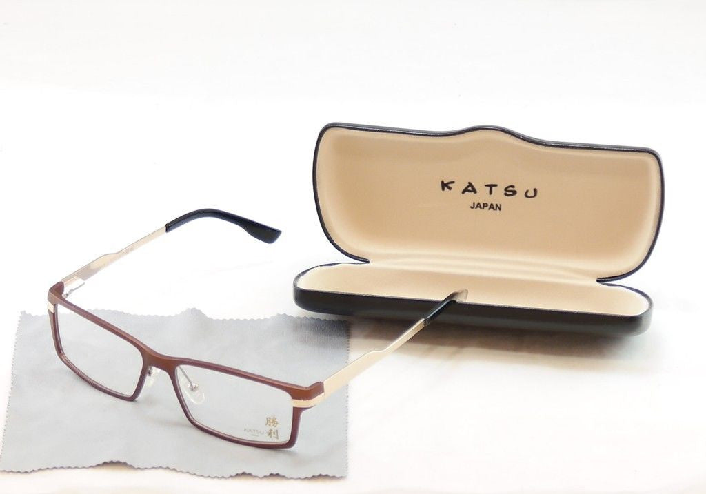 Katsu Eyeglasses Frame K7105 2 Bronze Gold Metal Japan Hand Made 57-16-145 - Frame Bay