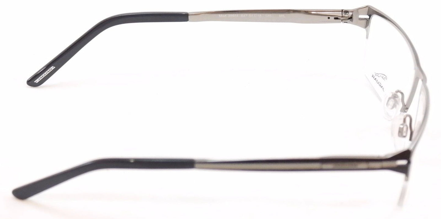 Jaguar Eyeglasses Frame 39504-647 Black Silver Metal Germany Made 54-18-140 - Frame Bay