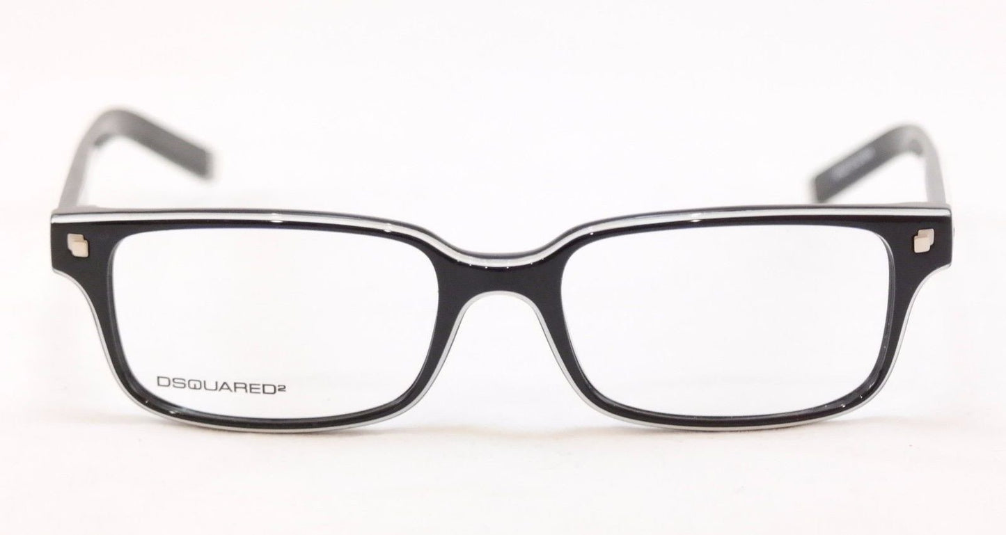 Dsquared2 Eyeglasses Frame DQ5018 001 Black White Plastic China Made 52-17-140 - Frame Bay