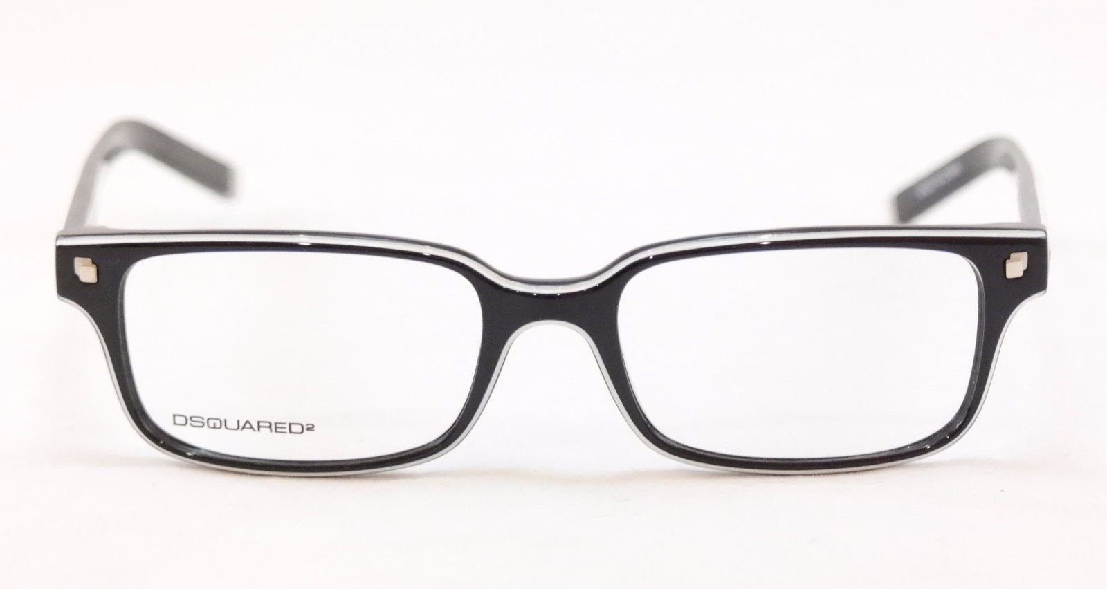 Dsquared2 Eyeglasses Frame DQ5018 001 Black White Plastic China Made 52-17-140 - Frame Bay