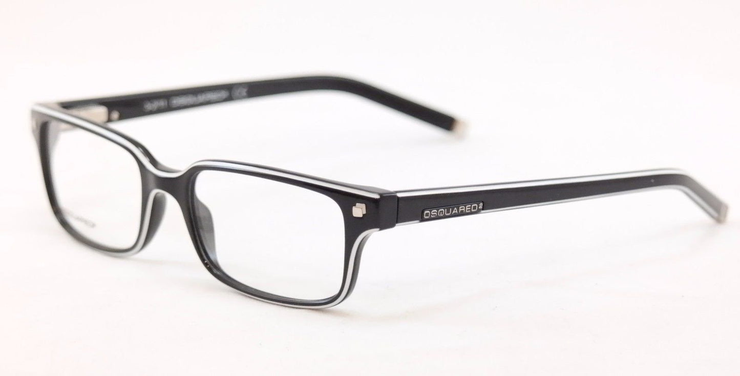 Dsquared2 Eyeglasses Frame DQ5018 001 Black White Plastic China Made 52-17-140 - Frame Bay