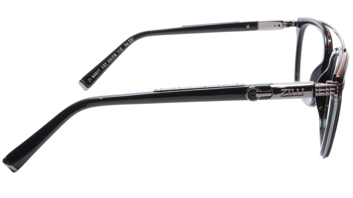 ZILLI Eyeglasses Frame Acetate Titanium Black France Hand Made ZI 60017 C02 - Frame Bay
