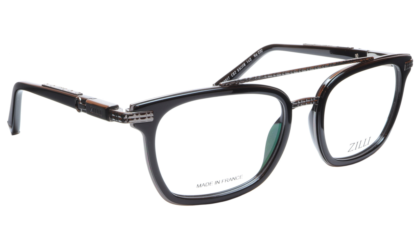 ZILLI Eyeglasses Frame Acetate Titanium Black France Hand Made ZI 60017 C02 - Frame Bay