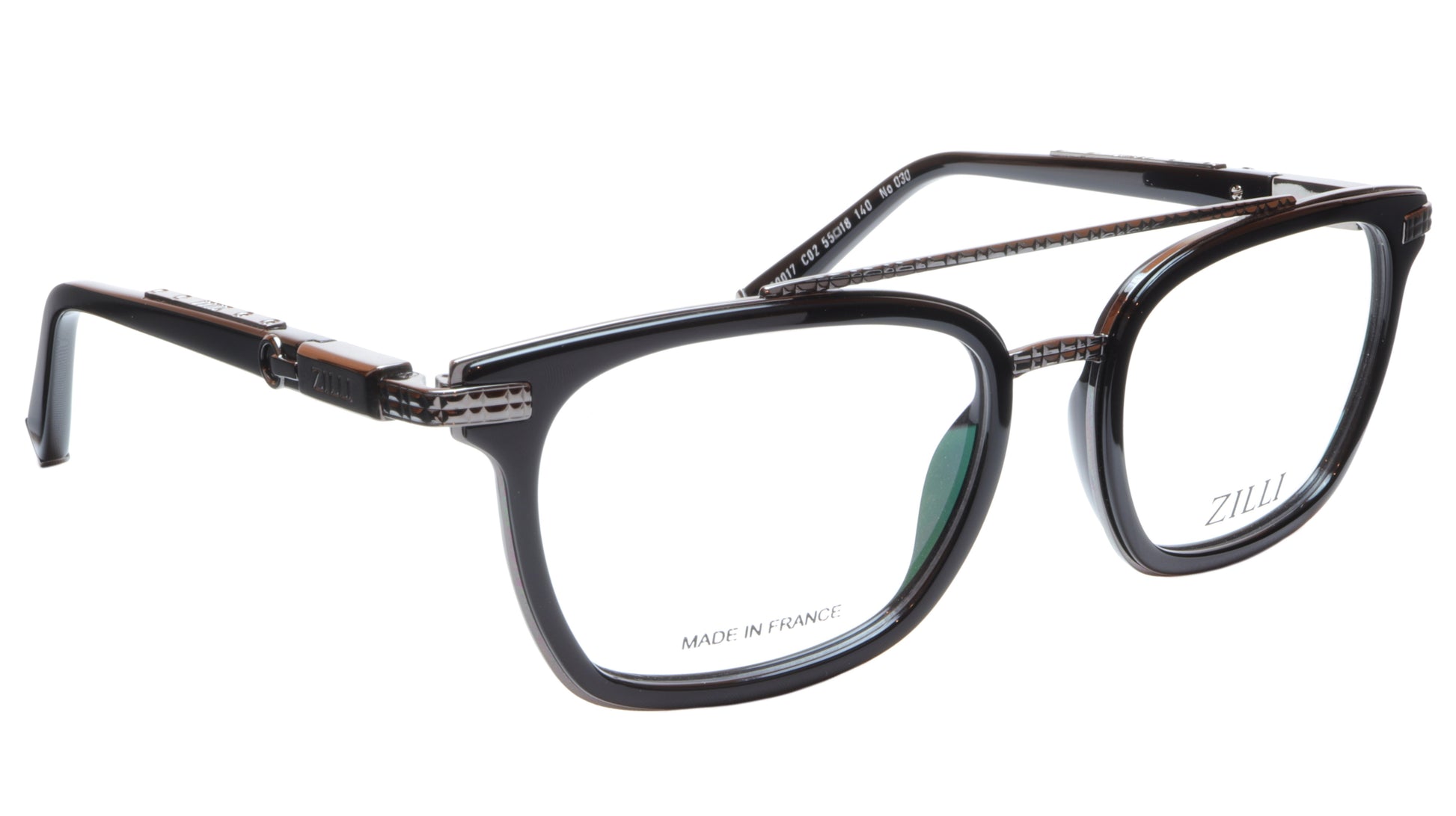 ZILLI Eyeglasses Frame Acetate Titanium Black France Hand Made ZI 60017 C02 - Frame Bay