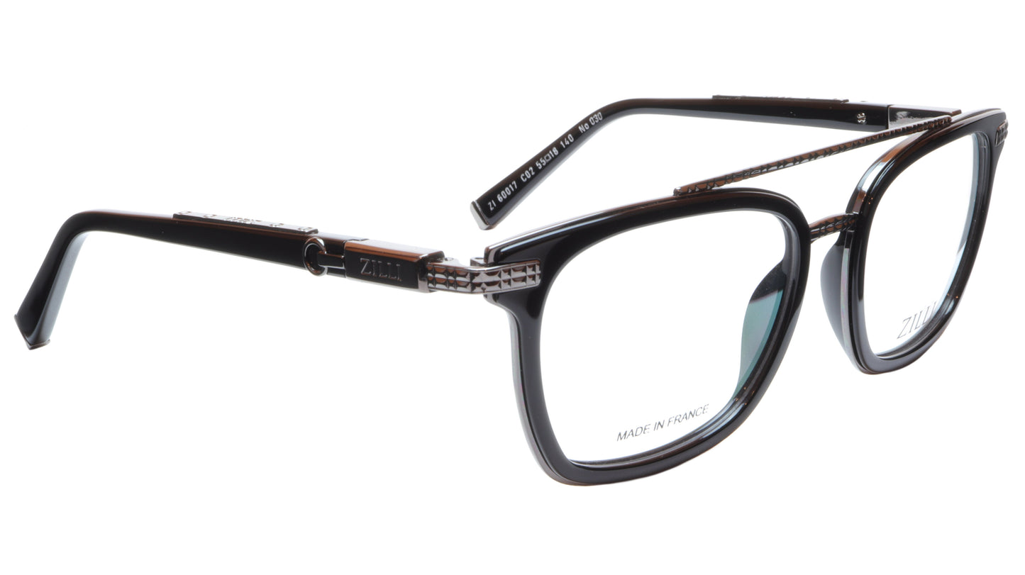 ZILLI Eyeglasses Frame Acetate Titanium Black France Hand Made ZI 60017 C02 - Frame Bay