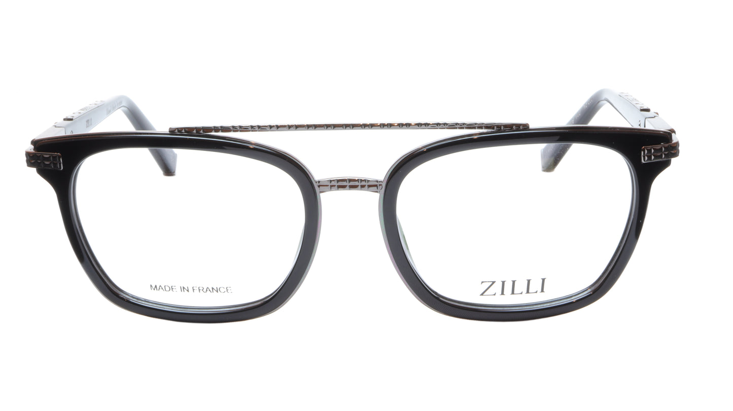 ZILLI Eyeglasses Frame Acetate Titanium Black France Hand Made ZI 60017 C02 - Frame Bay