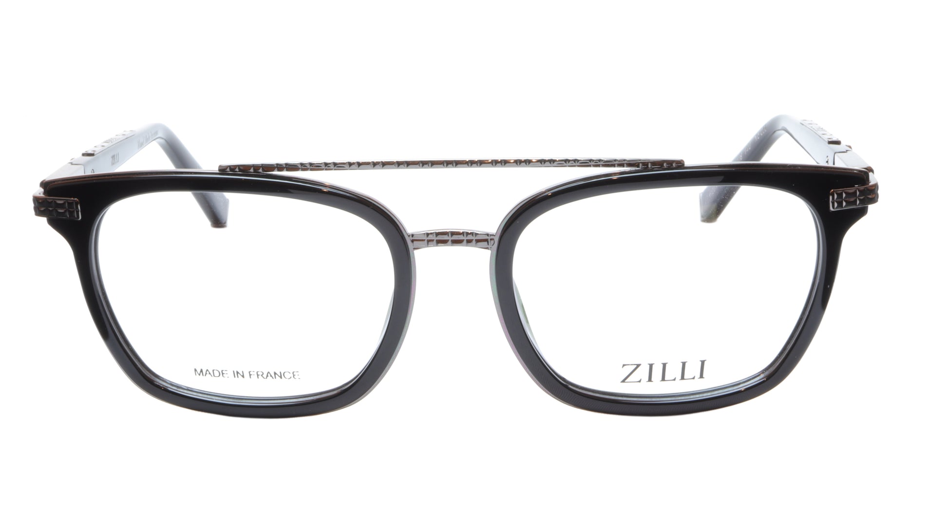 ZILLI Eyeglasses Frame Acetate Titanium Black France Hand Made ZI 60017 C02 - Frame Bay