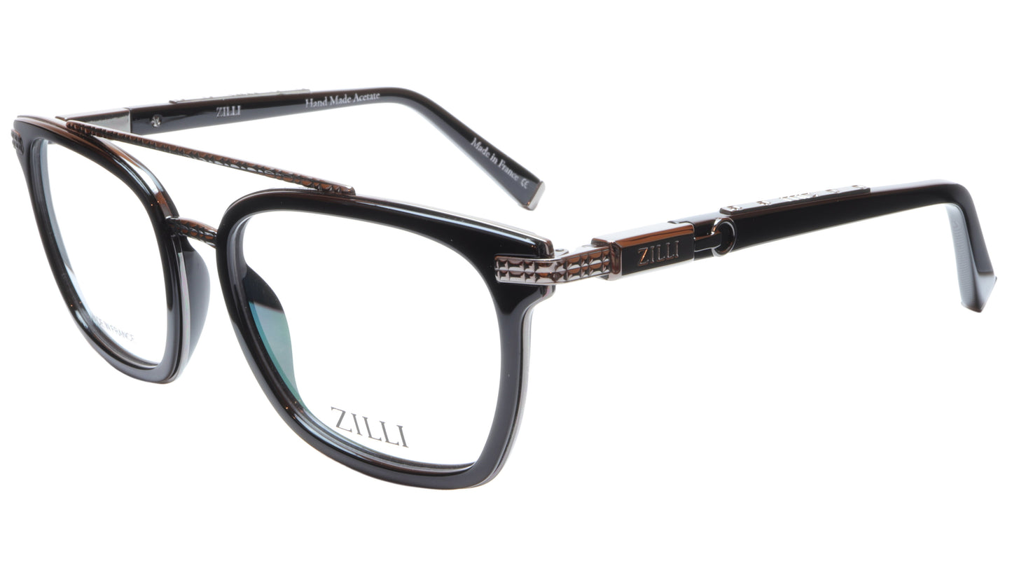 ZILLI Eyeglasses Frame Acetate Titanium Black France Hand Made ZI 60017 C02 - Frame Bay