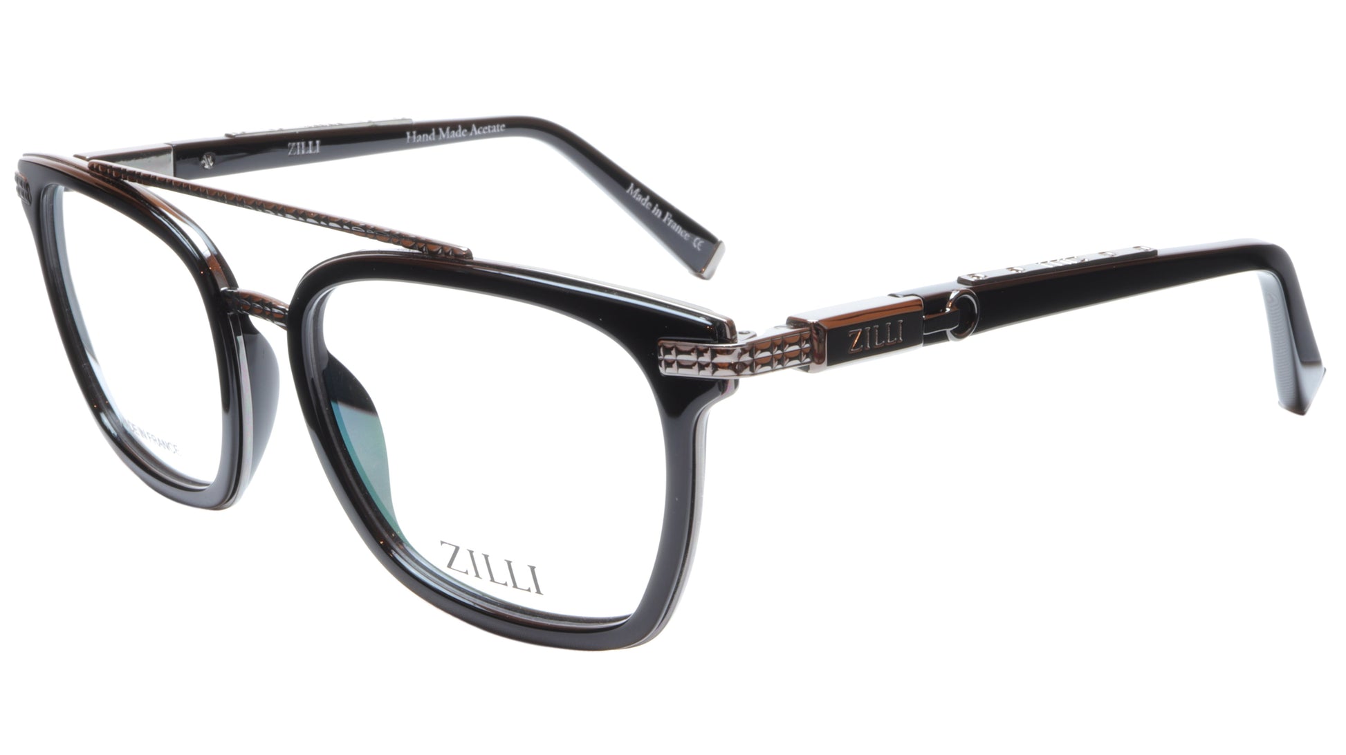 ZILLI Eyeglasses Frame Acetate Titanium Black France Hand Made ZI 60017 C02 - Frame Bay