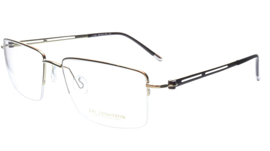 LINDSTROM L-104 C3 Eyeglasses Frame Metal White Gold Black Italy Made 56-19-143 - Frame Bay