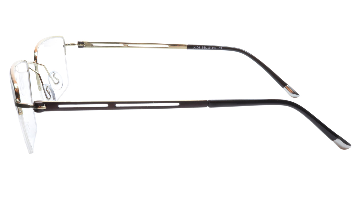 LINDSTROM L-104 C3 Eyeglasses Frame Metal White Gold Black Italy Made 56-19-143 - Frame Bay