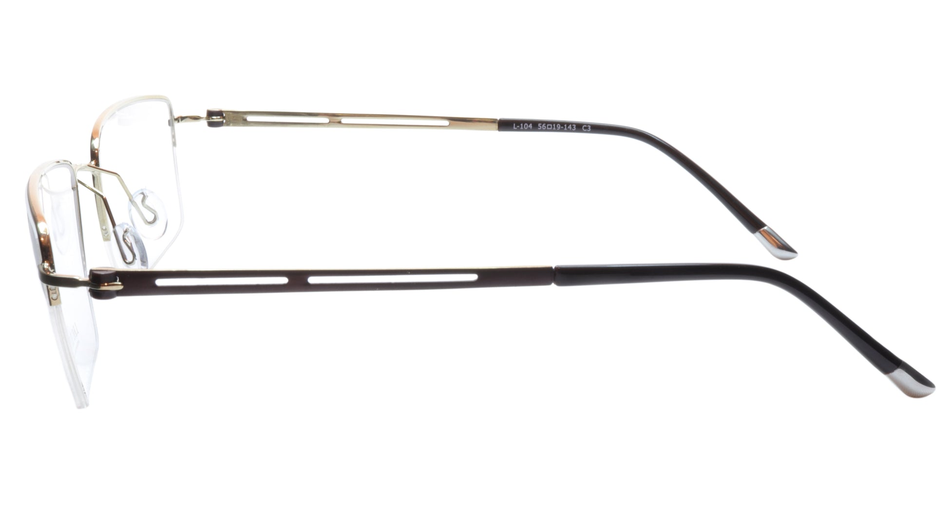 LINDSTROM L-104 C3 Eyeglasses Frame Metal White Gold Black Italy Made 56-19-143 - Frame Bay