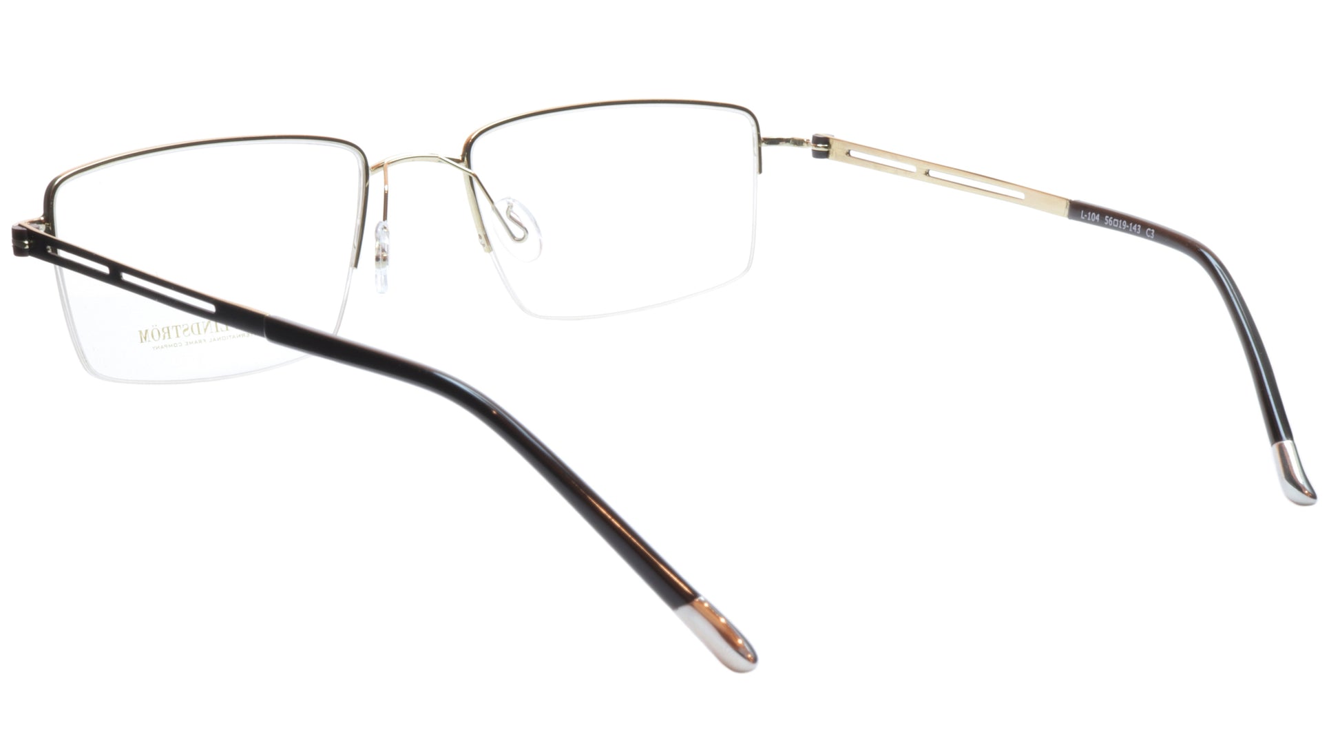 LINDSTROM L-104 C3 Eyeglasses Frame Metal White Gold Black Italy Made 56-19-143 - Frame Bay