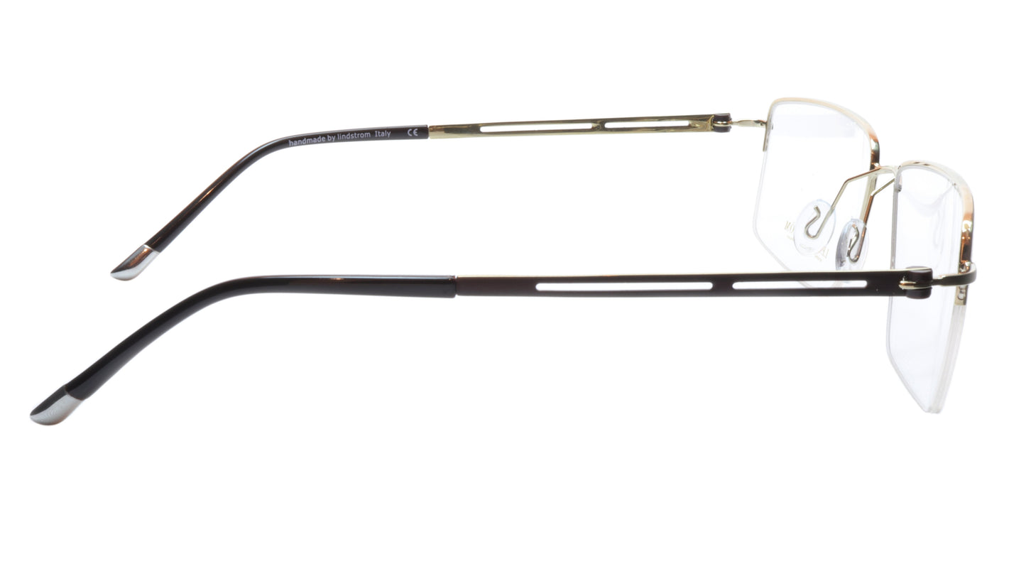 LINDSTROM L-104 C3 Eyeglasses Frame Metal White Gold Black Italy Made 56-19-143 - Frame Bay