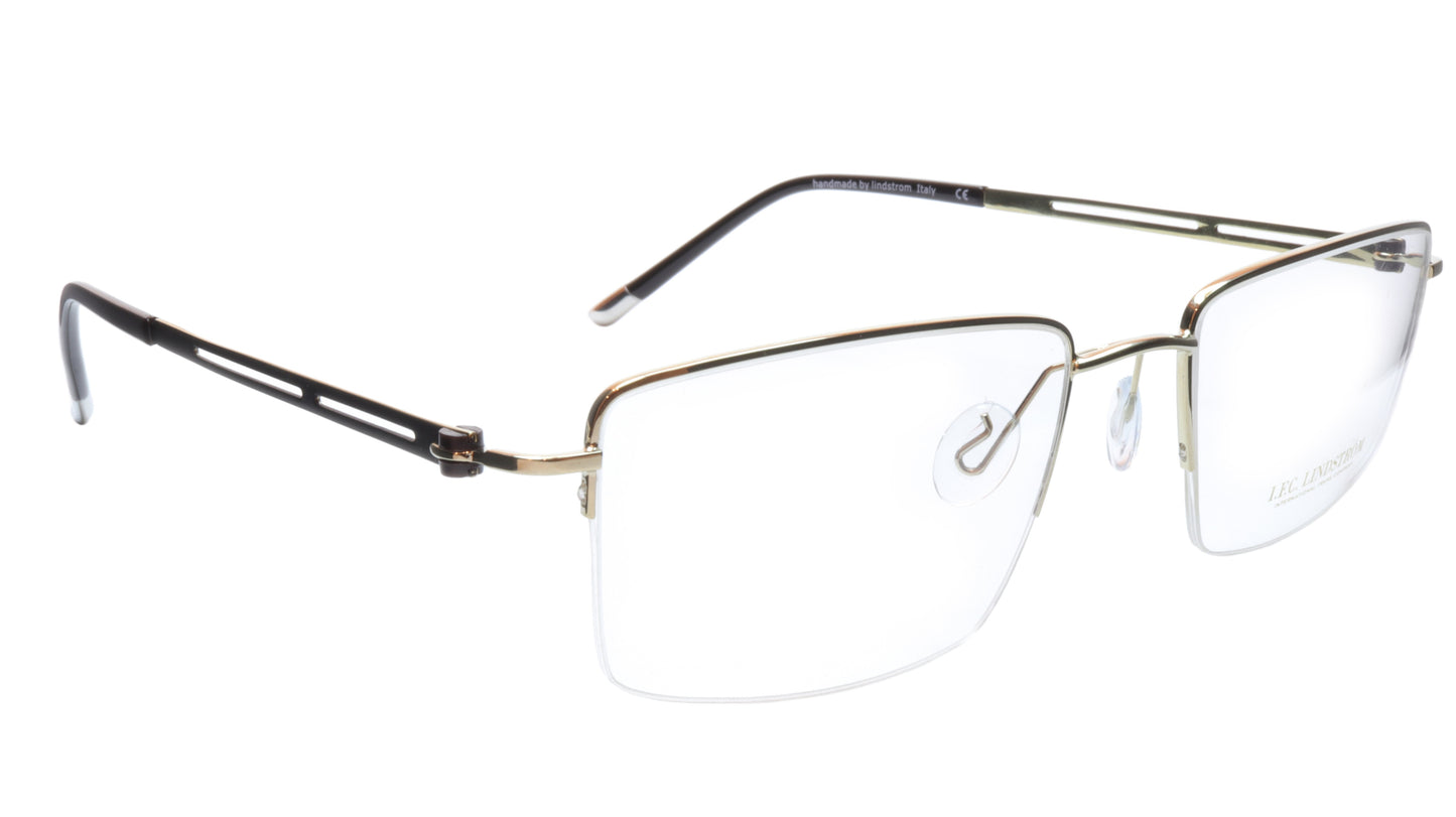 LINDSTROM L-104 C3 Eyeglasses Frame Metal White Gold Black Italy Made 56-19-143 - Frame Bay