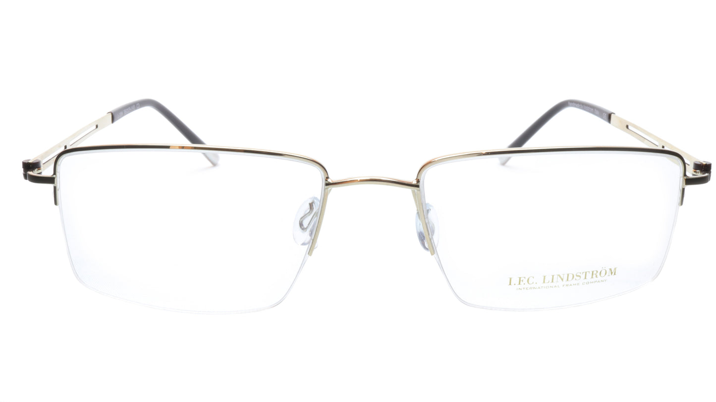 LINDSTROM L-104 C3 Eyeglasses Frame Metal White Gold Black Italy Made 56-19-143 - Frame Bay