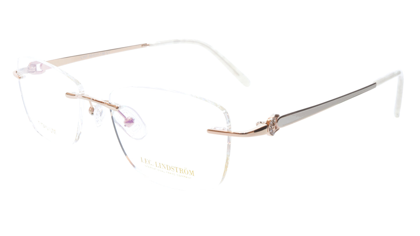 LINDSTROM L-107 C1 Eyeglasses Frame Titanium Gold 53-17-138 Handmade in Italy - Frame Bay