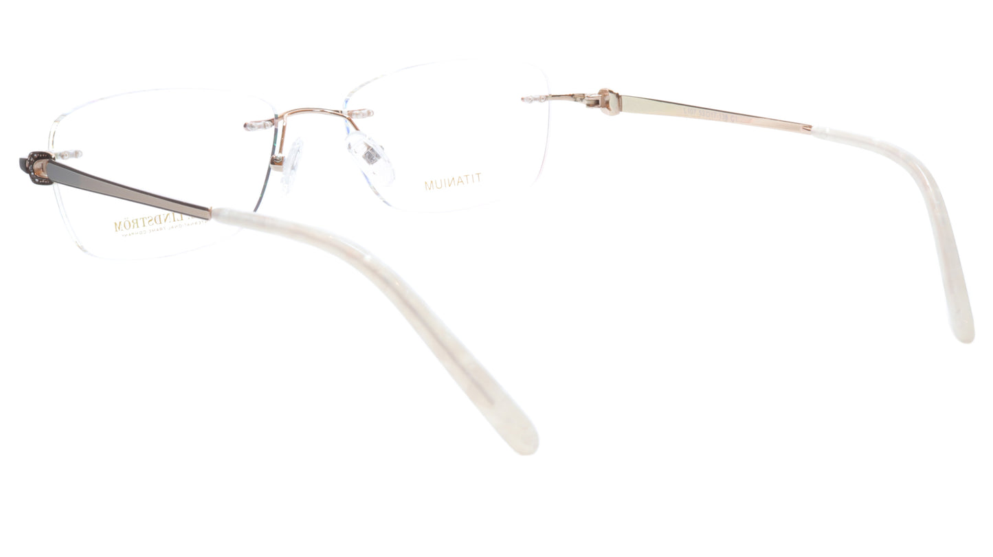 LINDSTROM L-107 C1 Eyeglasses Frame Titanium Gold 53-17-138 Handmade in Italy - Frame Bay