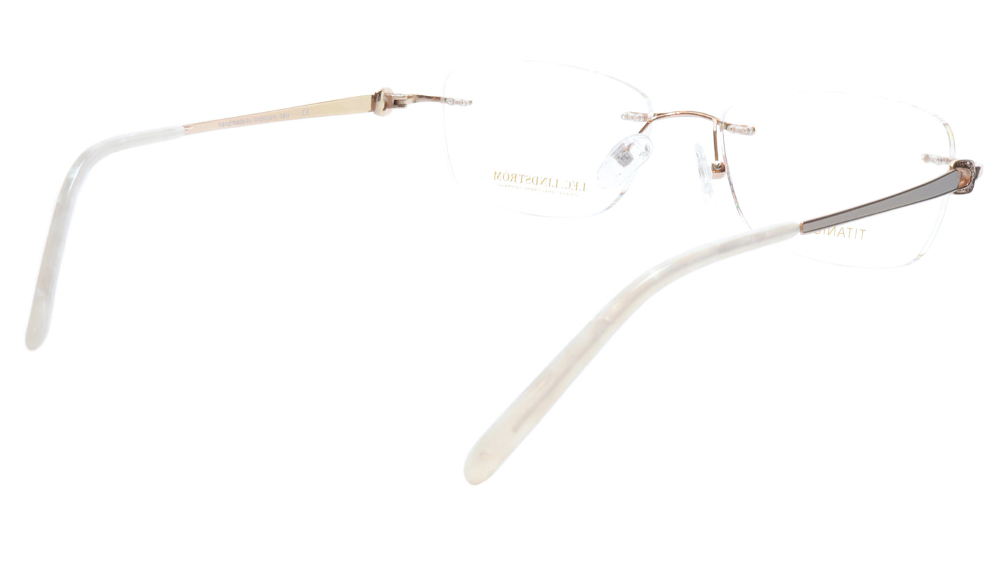 LINDSTROM L-107 C1 Eyeglasses Frame Titanium Gold 53-17-138 Handmade in Italy - Frame Bay