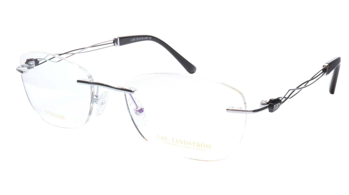 LINDSTROM L-106 C2 Eyeglasses Frame Titanium Silver Black Italy Made 53-19-140 - Frame Bay