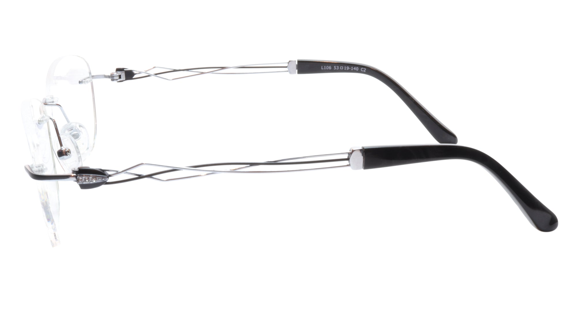LINDSTROM L-106 C2 Eyeglasses Frame Titanium Silver Black Italy Made 53-19-140 - Frame Bay