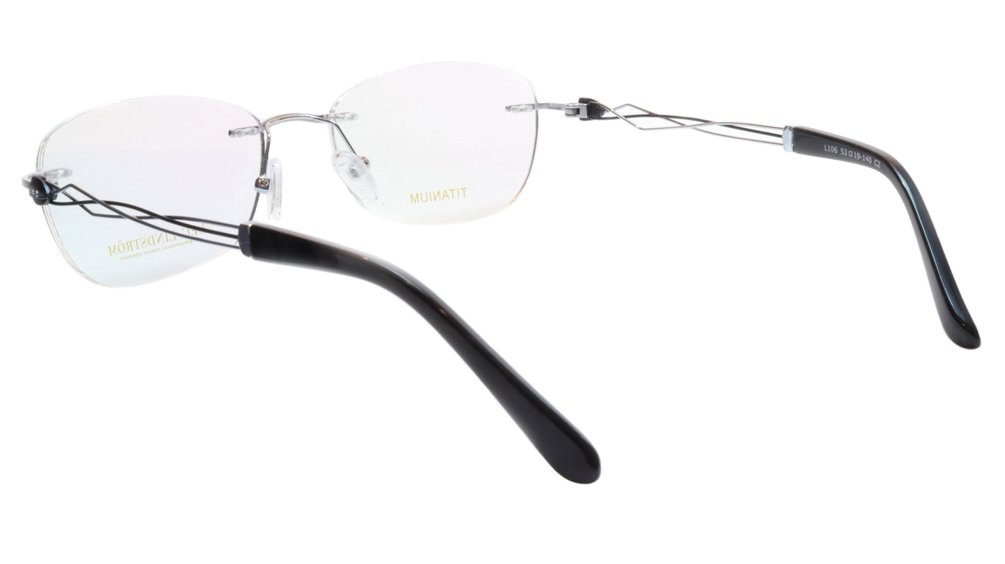 LINDSTROM L-106 C2 Eyeglasses Frame Titanium Silver Black Italy Made 53-19-140 - Frame Bay
