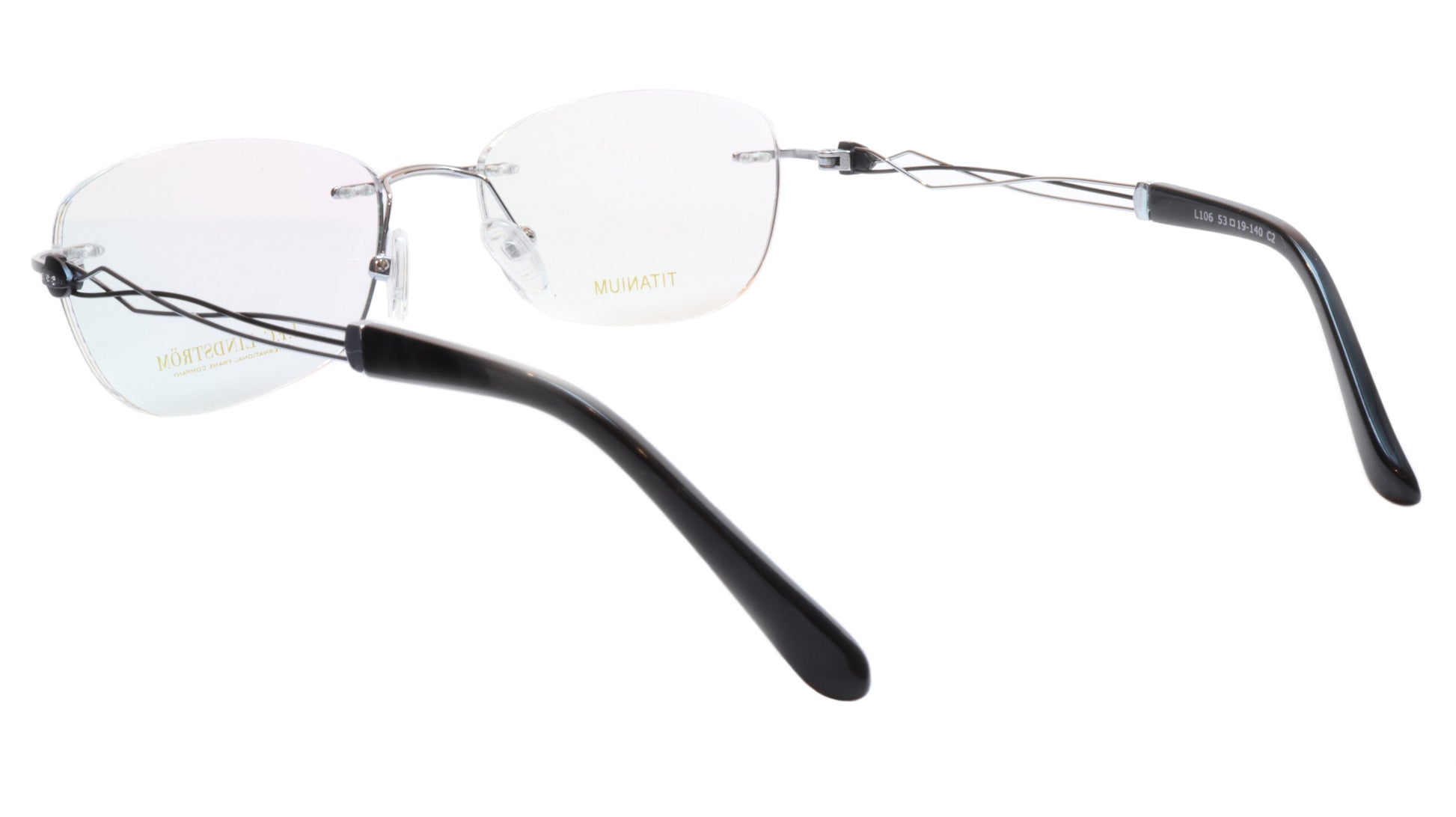 LINDSTROM L-106 C2 Eyeglasses Frame Titanium Silver Black Italy Made 53-19-140 - Frame Bay