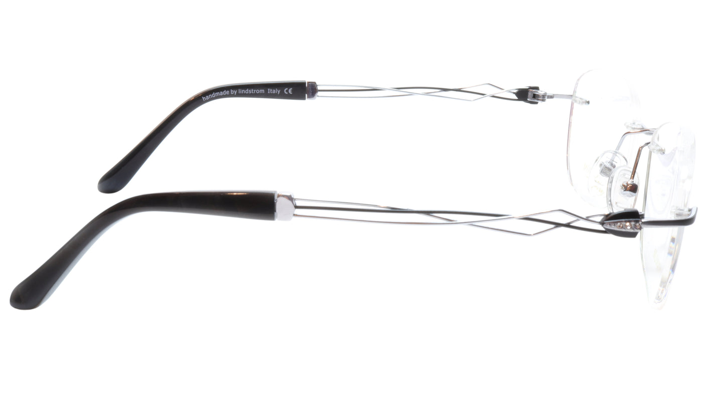 LINDSTROM L-106 C2 Eyeglasses Frame Titanium Silver Black Italy Made 53-19-140 - Frame Bay