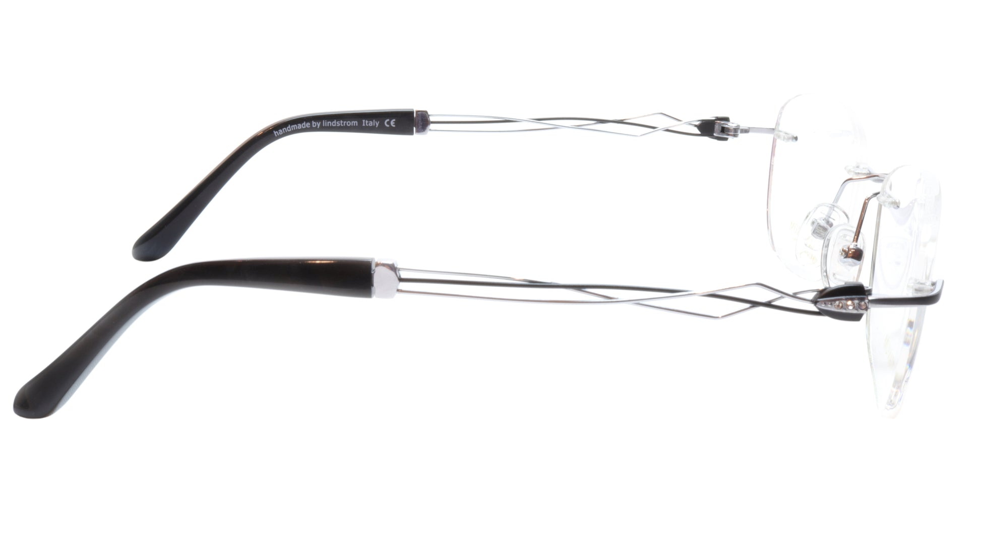 LINDSTROM L-106 C2 Eyeglasses Frame Titanium Silver Black Italy Made 53-19-140 - Frame Bay