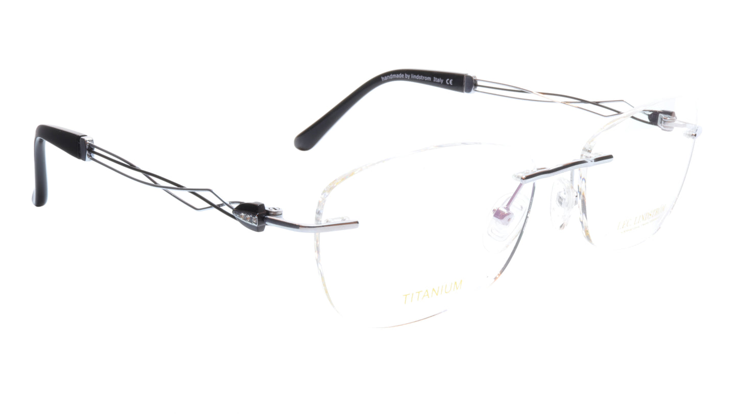 LINDSTROM L-106 C2 Eyeglasses Frame Titanium Silver Black Italy Made 53-19-140 - Frame Bay