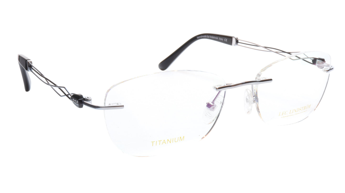 LINDSTROM L-106 C2 Eyeglasses Frame Titanium Silver Black Italy Made 53-19-140 - Frame Bay
