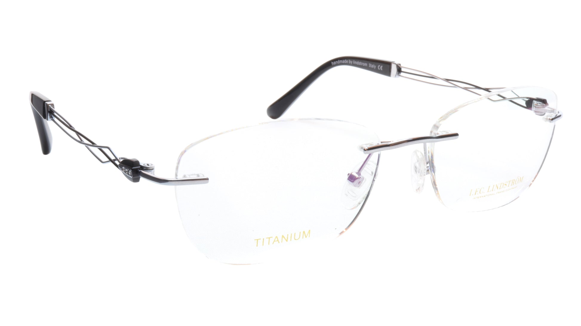 LINDSTROM L-106 C2 Eyeglasses Frame Titanium Silver Black Italy Made 53-19-140 - Frame Bay