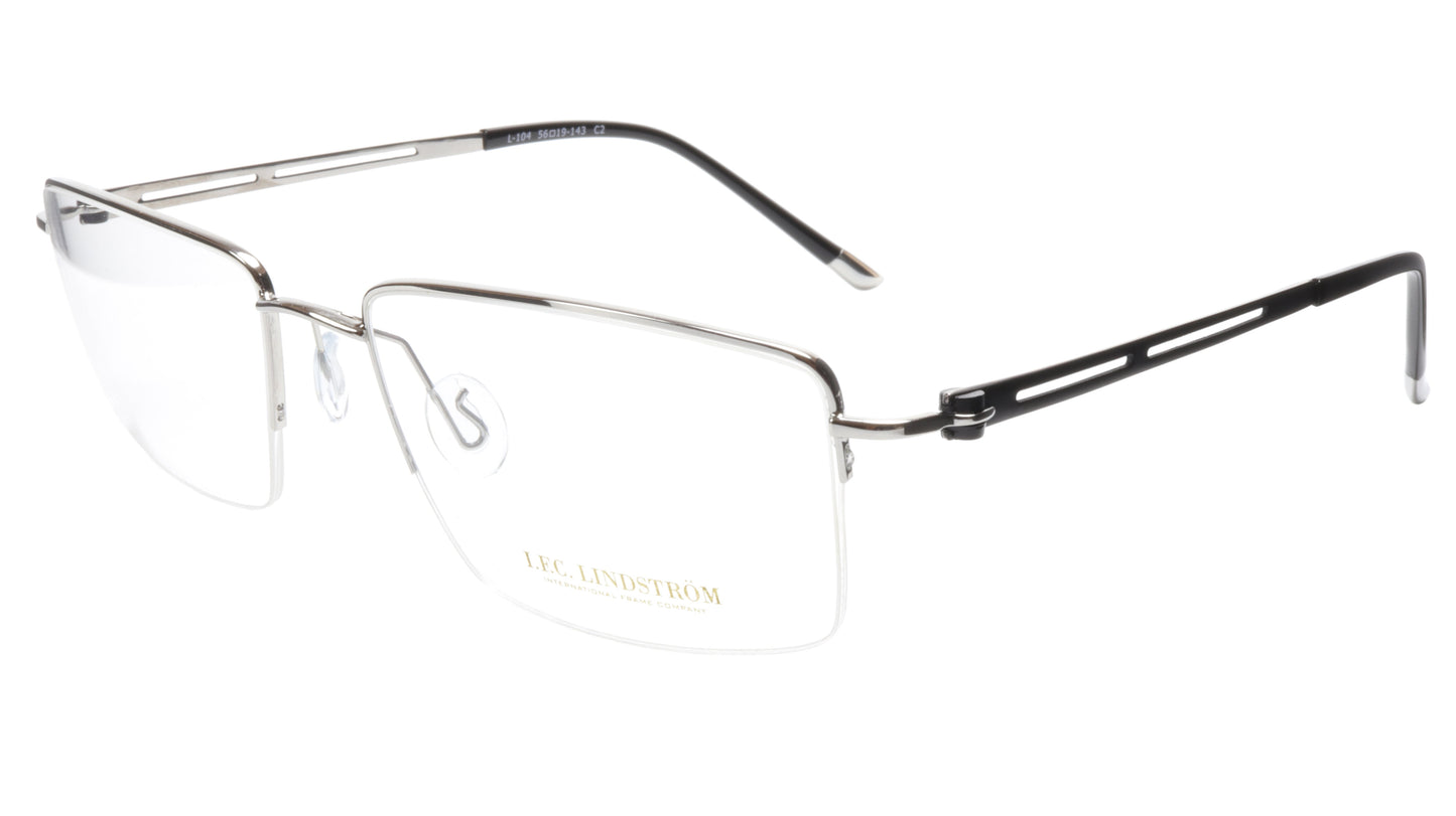 LINDSTROM L-104 C2 Eyeglasses Frame Metal Silver Black Italy Made 56-19-143, 36 - Frame Bay