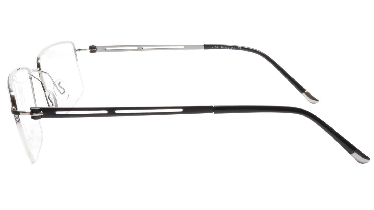 LINDSTROM L-104 C2 Eyeglasses Frame Metal Silver Black Italy Made 56-19-143, 36 - Frame Bay
