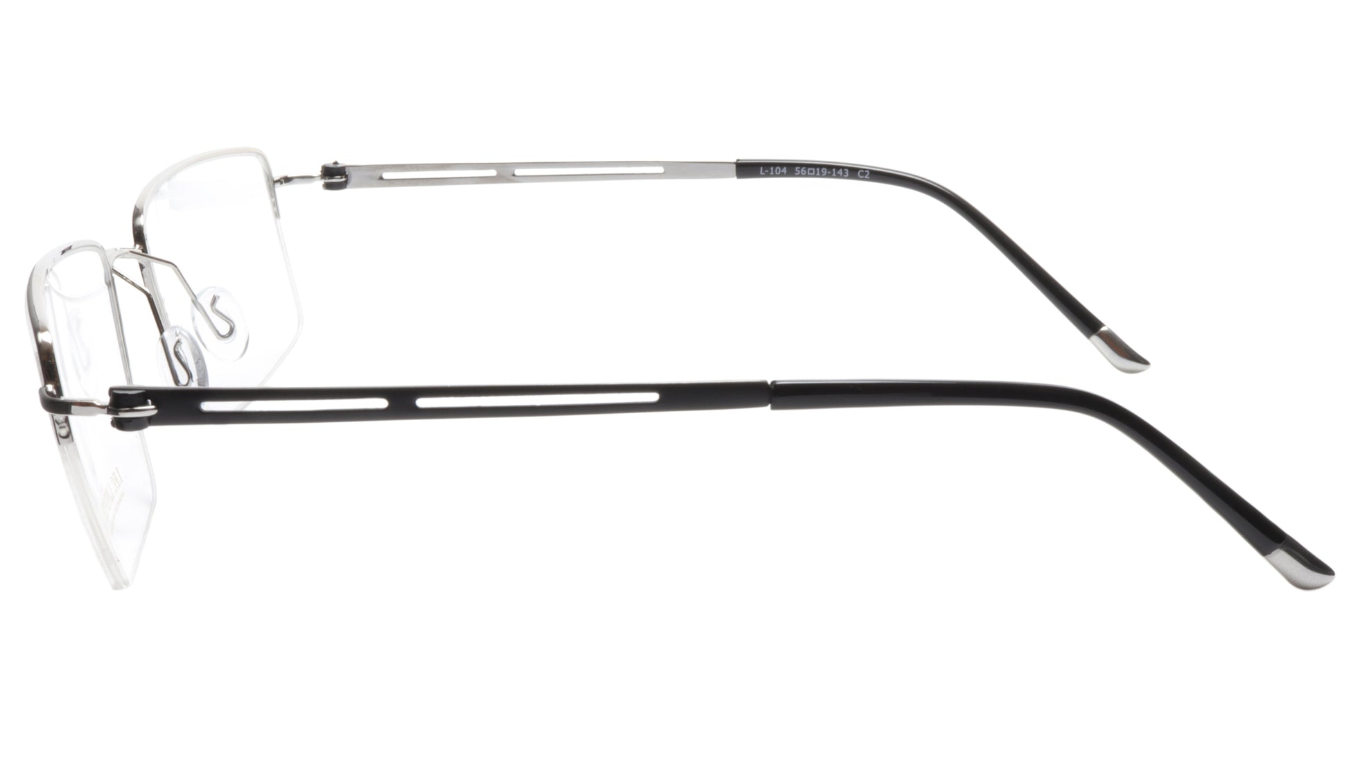 LINDSTROM L-104 C2 Eyeglasses Frame Metal Silver Black Italy Made 56-19-143, 36 - Frame Bay