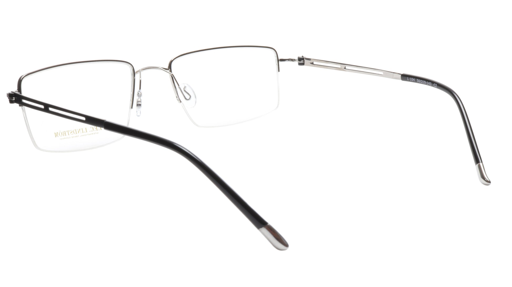 LINDSTROM L-104 C2 Eyeglasses Frame Metal Silver Black Italy Made 56-19-143, 36 - Frame Bay