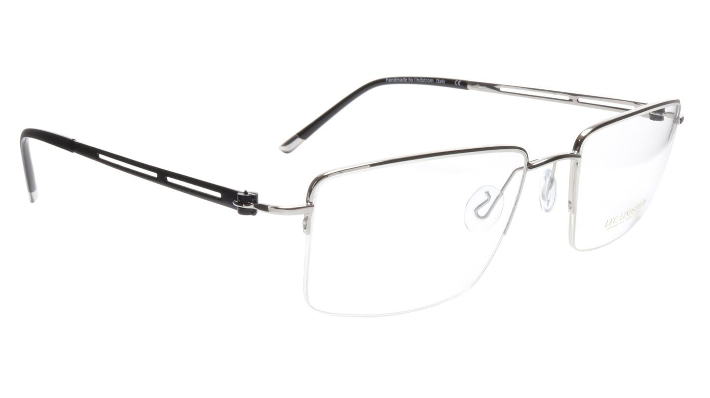 LINDSTROM L-104 C2 Eyeglasses Frame Metal Silver Black Italy Made 56-19-143, 36 - Frame Bay