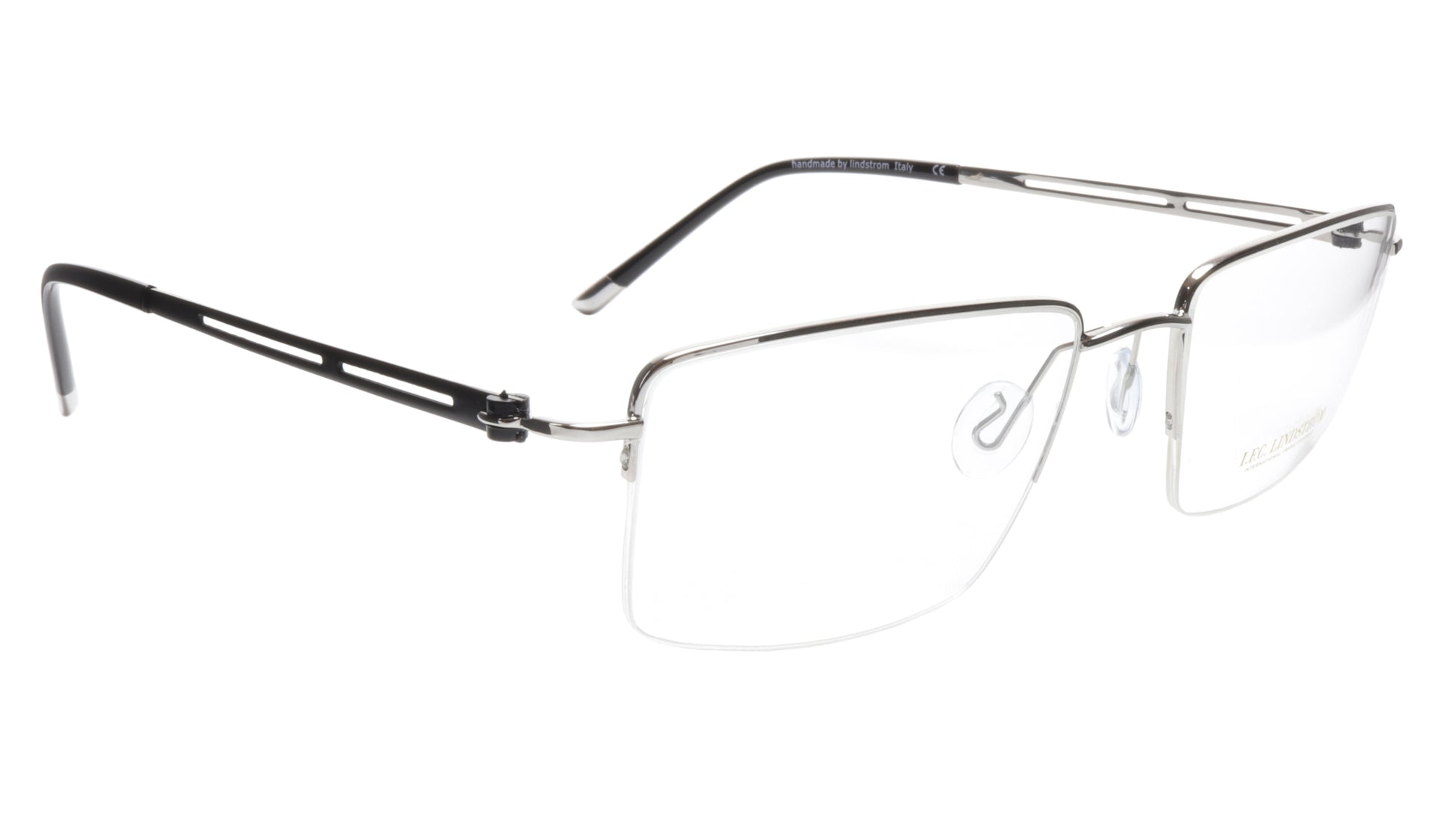 LINDSTROM L-104 C2 Eyeglasses Frame Metal Silver Black Italy Made 56-19-143, 36 - Frame Bay