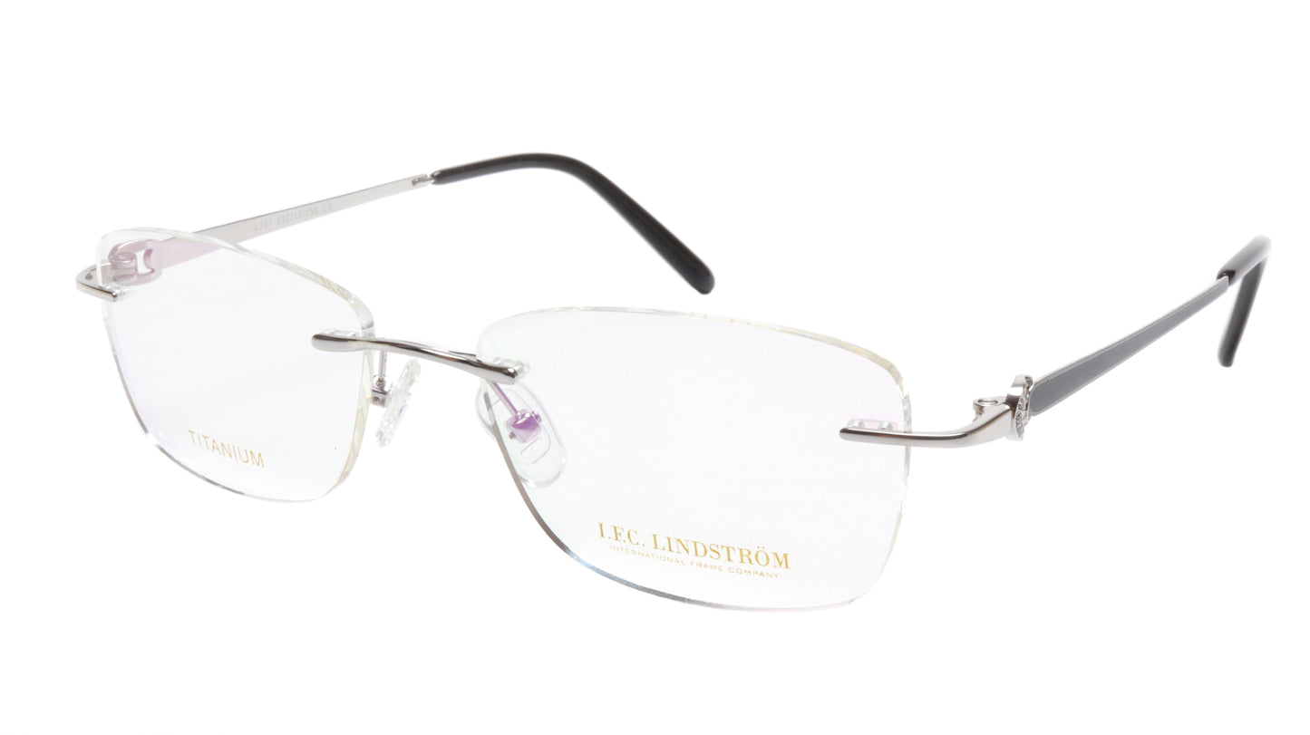 LINDSTROM L-107 C3 Eyeglasses Frame Titanium Silver Black Italy Made 53-17-138 - Frame Bay