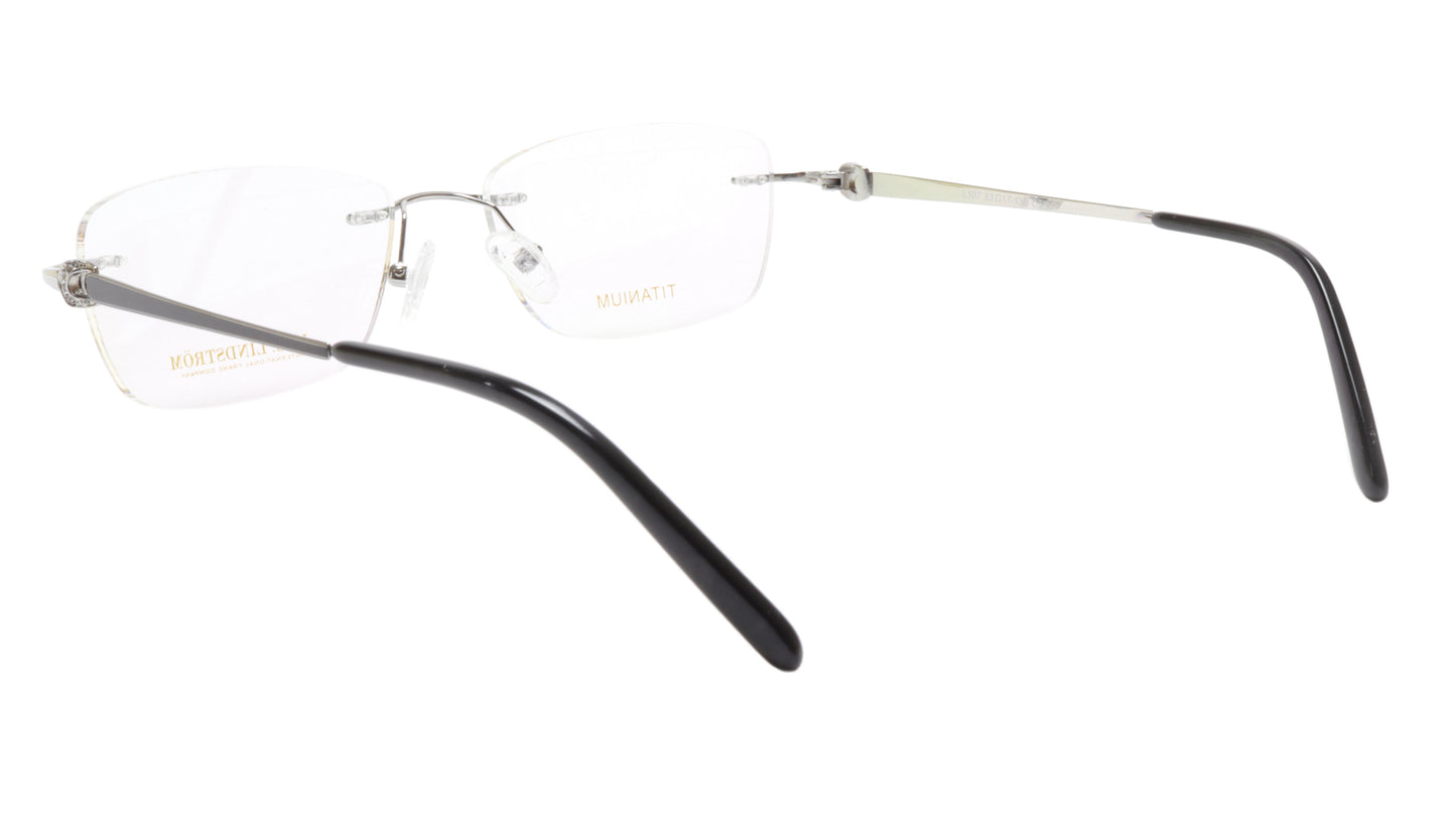 LINDSTROM L-107 C3 Eyeglasses Frame Titanium Silver Black Italy Made 53-17-138 - Frame Bay