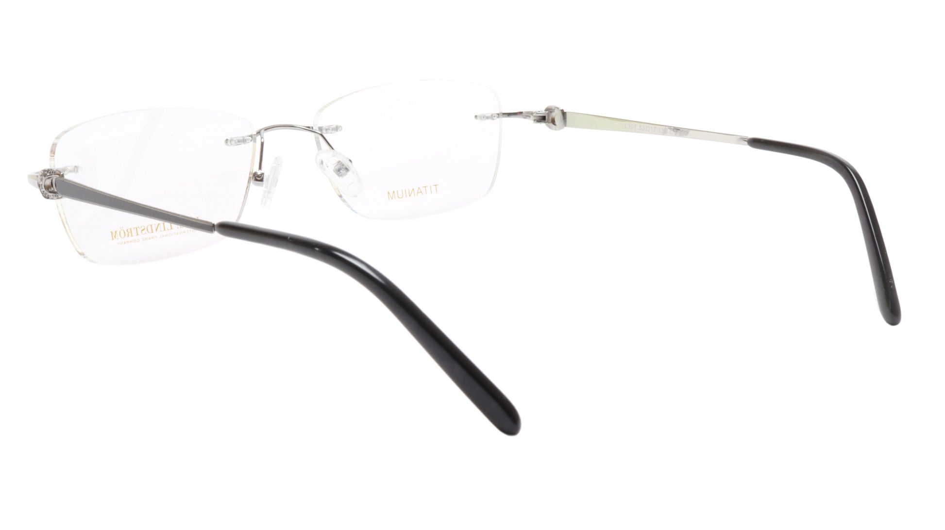 LINDSTROM L-107 C3 Eyeglasses Frame Titanium Silver Black Italy Made 53-17-138 - Frame Bay
