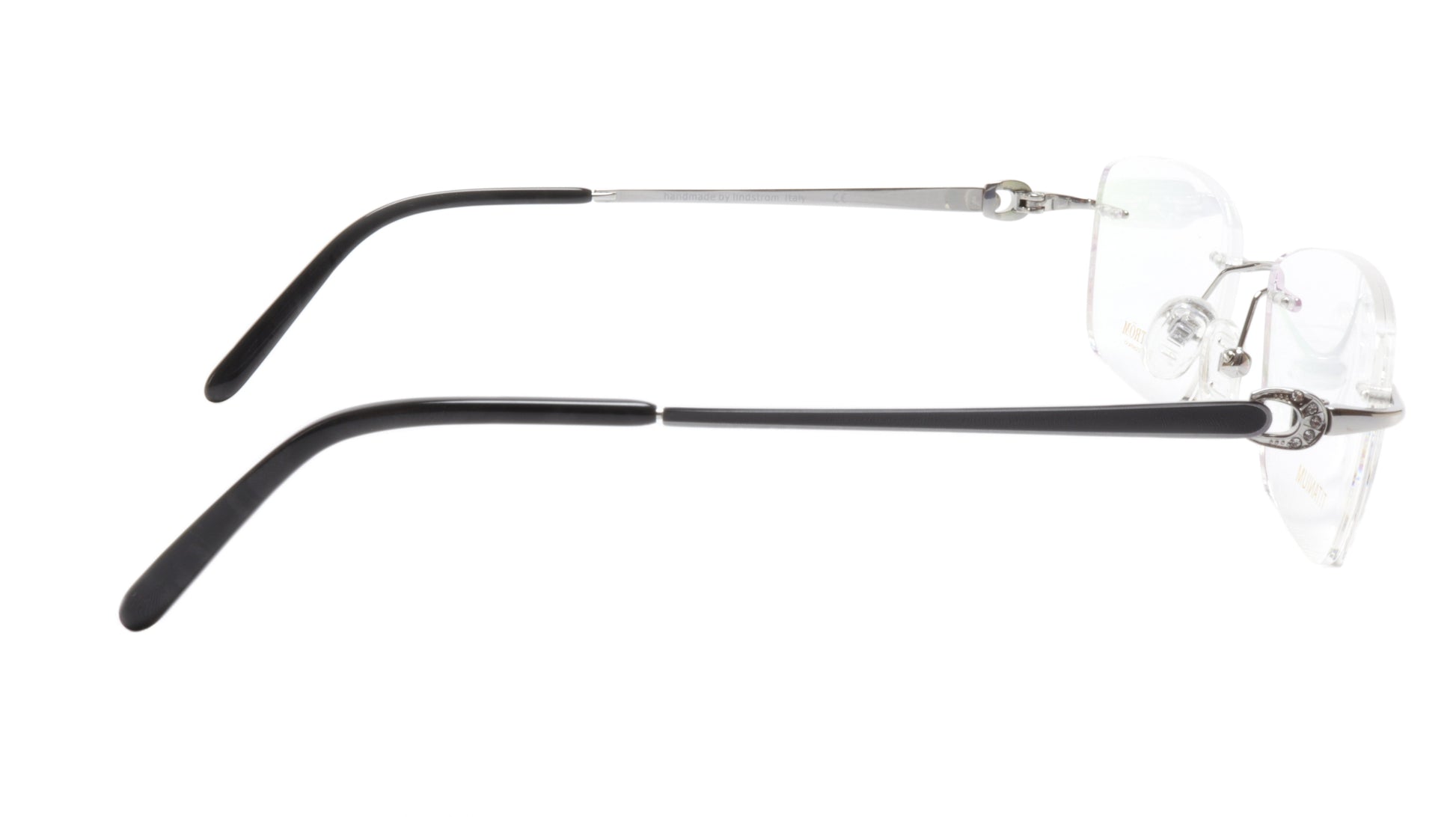 LINDSTROM L-107 C3 Eyeglasses Frame Titanium Silver Black Italy Made 53-17-138 - Frame Bay