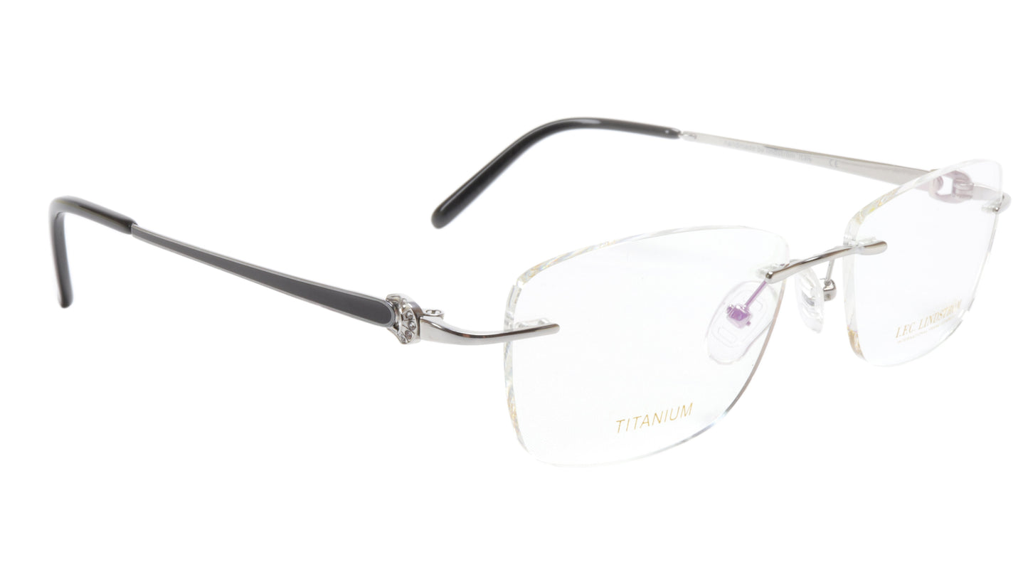 LINDSTROM L-107 C3 Eyeglasses Frame Titanium Silver Black Italy Made 53-17-138 - Frame Bay