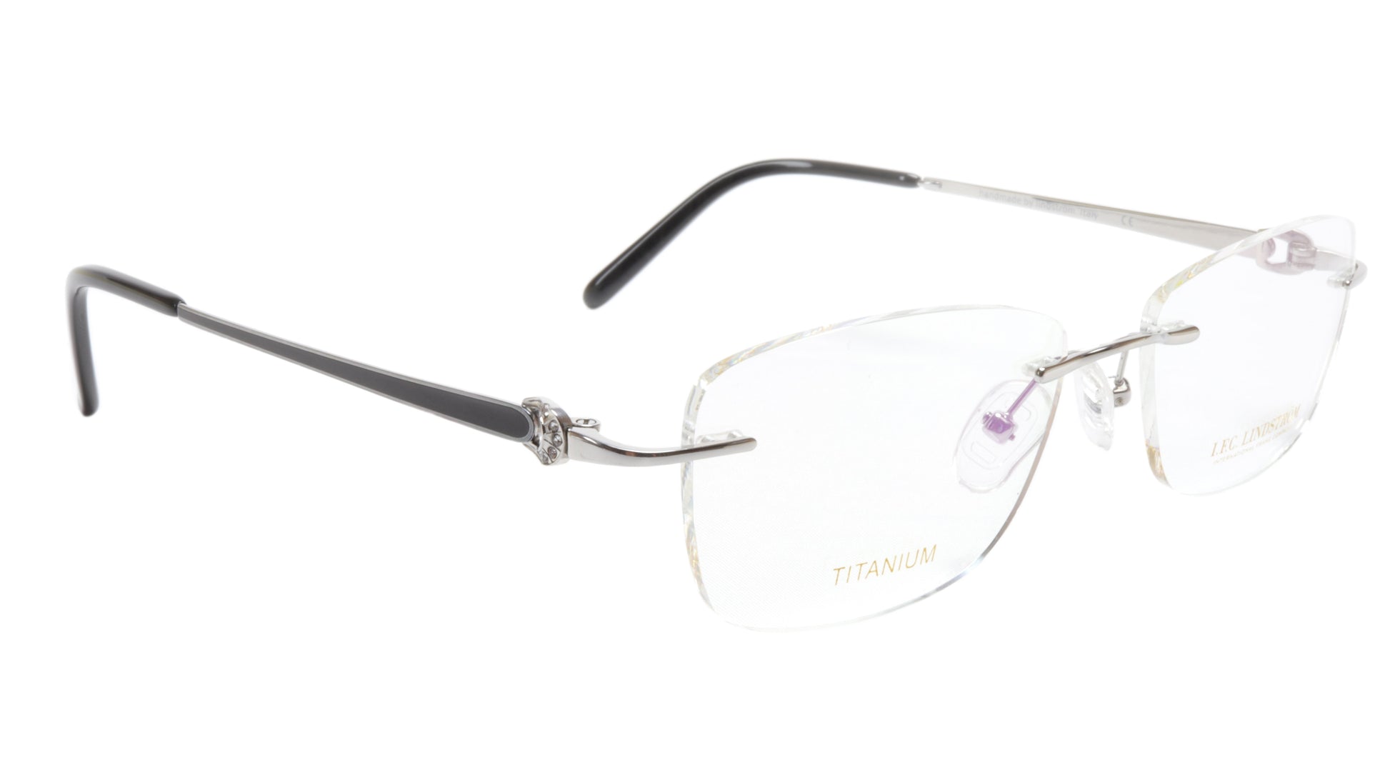 LINDSTROM L-107 C3 Eyeglasses Frame Titanium Silver Black Italy Made 53-17-138 - Frame Bay